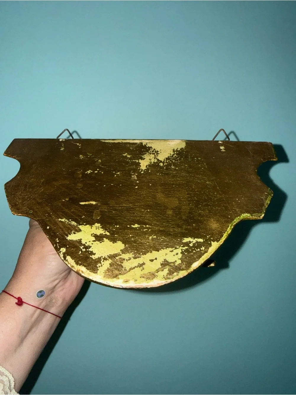 Antique Italian Rococo Style Wall Bracket Shelves Carved Wood Gold Gilded Set 2